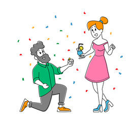 Friends Meeting, Corporate. Young Woman and Man Characters Clinking Glasses with Alcohol Drink Have Fun at Disco Party