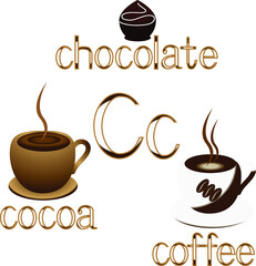 Illustration for teaching children the English alphabet. The letter C.