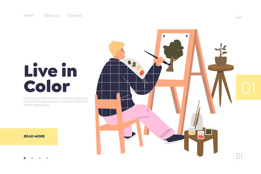 Imagine and create concept for template landing page for website. Live in color