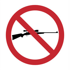 Vector silhouette of prohibition guns mark on white background. Symbol of attention and hunt.