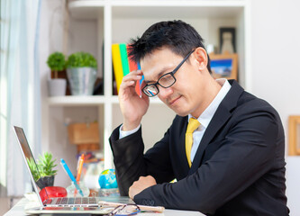 Man having a headache. Stress and depression.