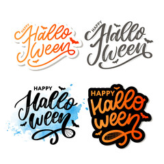 Halloween lettering greeting card calligraphy text brush black vector