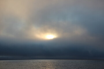 Arctic. The Golden sunrise. Laptev sea. Light. Velvet background