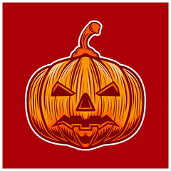 halloween horor pumpkin vampire logo illustration