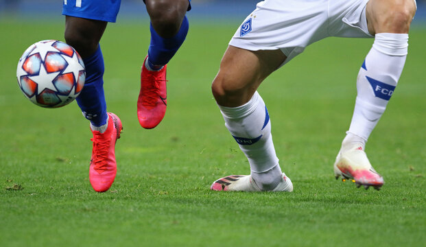 Close-up legs of football players