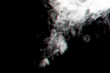 Abstract cloud of smoke with anaglyph effect. Isolated on black background.