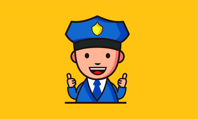 Cartoon illustration of a policeman  with thumbs up