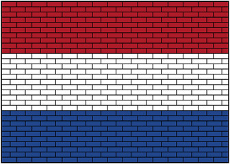 Dutch flag on brick background, Netherlands. Vector Illustration