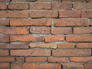 Old Red bricks wall, short and long bricks