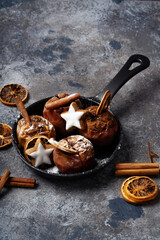 Backed apples with Chrismas Decoration