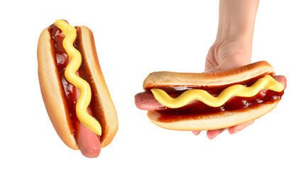Hot dog isolated on white background. Copy space.