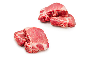 Raw pork isolated on white background.