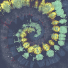 Blue Spiral Abstract. Tye Dye Print Design. 