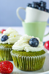 Close up of a spinach muffin