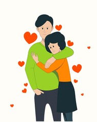 Enamored guy and girl. Hugging couple.Love.