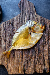 fish smoked vomer seafood sea snack meal on the table tasty top view copy space for text food background rustic pescetarian diet 