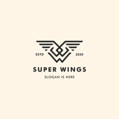 Wings Logo Retro Vintage Vector Icon