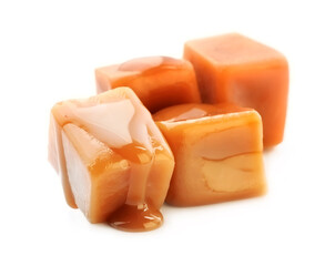 Object caramel candy with caramel topping