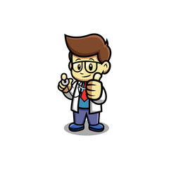 Vector Illustration Of A Cute Smiling Doctor Holding Stethoscope Isolated On White Background