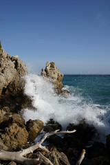 Waves crashing on the rocks
