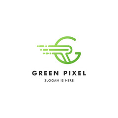 Letter GP Green Pixel Logo Vector Icon Template Design