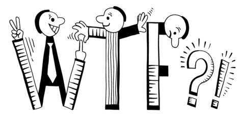 WTF ?! Vector lettering handwritten sign.Hand drawn illustration.