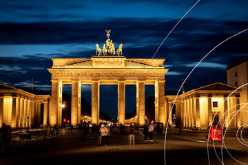 Obraz premium Lichtspiel Berlin Brandenburger Tor Langzeitbelichtung