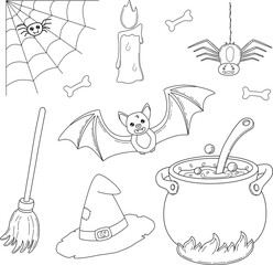 Obraz premium Set of Halloween and witch themed icons
