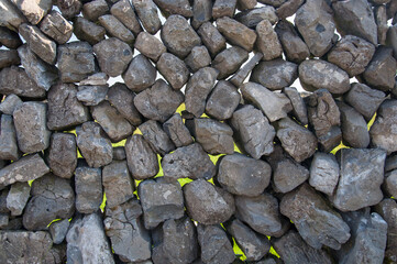 Rocks of an ancient dry stone wall disposed in a perfect pattern form a texture - Aran Islands - Ireland, Europe