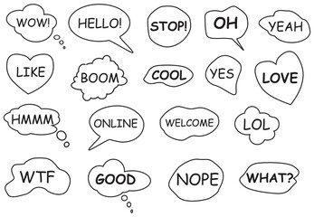 baloon, speech, cloud, lol, love, graphic, media, bubble, 
cartoon, comic, design, cute, dialog, art, chat, internet, 
OMG, WOW, Like, banner, doodle, frame, yes, no, icon,
collection, concept, draft,