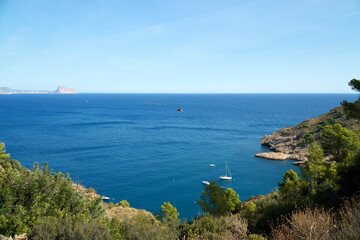 Fototapeta na wymiar Views from L'Albir, walking to lighthouse, Alfás del Pí, Altea and Calpe.