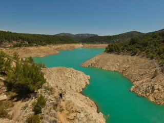 Magnificent landscape of Provence with the Bimont lake ( near Aix en Provence ) and its turquoise blue water