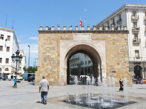 Tunis. Bab el Bhar historical monument on Avenue de France