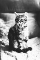 Portrait d'un adorable chaton tigré avec une tête rigolote