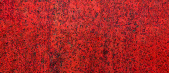 red texture of painted metal, rusty metal. Old background, red paint. web panorama banner with copy space.