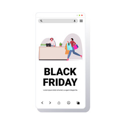 women in masks buying clothes at seasonal sales in clothing boutique black friday coronavirus quarantine concept smartphone screen full length copy space vector illustration