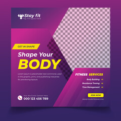 Gym and fitness square banner template,Pushing your limit fitness center Instagram template,Gym fitness and workout social media banner post,Gym Fitness social media post design template,Fitness squar