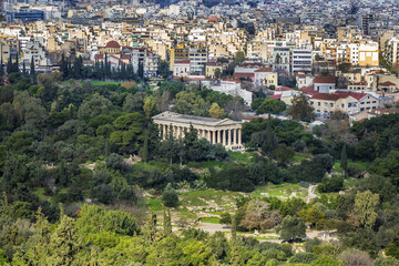 Fototapeta na wymiar Athens Panoramic view from Acropolis hill. Athens, Greece.