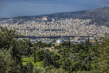 Obraz premium Athens Panoramic view from Acropolis hill. Athens, Greece.