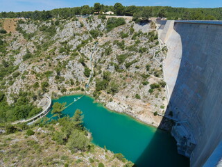 Magnificent dam of Bimont near Aix en Provence in the department of Bouches du Rhone in Provence
