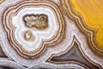 yellow and white color agate bright structure close-up