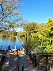 autumn outdoor park pond trees fall colors trail