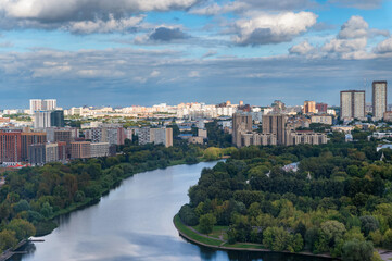 Fototapeta na wymiar Moscow landscape. View of the Moscow from Izmailovsky park