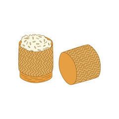 Sticky rice in bamboo basket, kratip, rice basket, glutinous rice