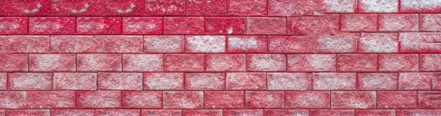 pink brick wall, background texture. Bricks and concrete texture for pattern abstract background. web panorama banner with copy space.
