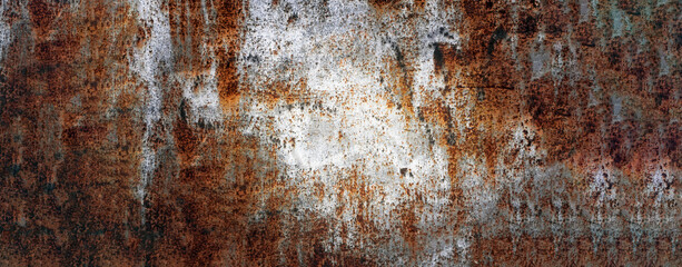 old metal. Rusty metal product as background image. web panorama banner with copy space.