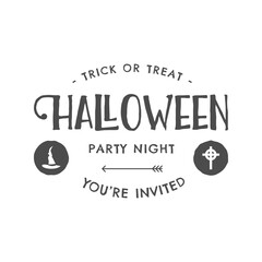Halloween 2016 party invitation label templates with scary symbols - witch hat and typography elements. Use for party posters, flyers, invitations, t-shirt, tee design, apparel.