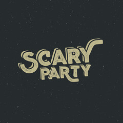 Fototapeta premium Halloween 2016 scary party typography label template with retro grunge effect. Print on t shirt, tee and other identity