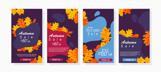 Obraz na płótnie Canvas autumn sale banners with leaves for mobile promotion and social media advertisement