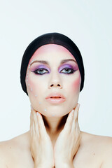 Beauty make up with black head scarve